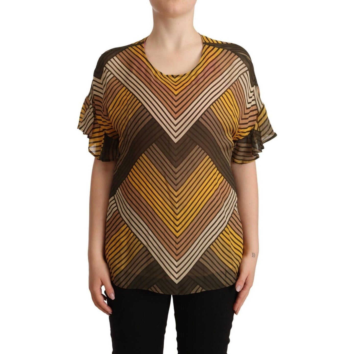 Twinset Multicolor Stripes Short Sleeves Round Neck Top Blouse 1728,67345645728,Clothing,IT42|M,Material: 100% Rayon,Multicolor,New with tags,T-Shirts - Clothing,T-Shirts - T-Shirts - Clothing,Tops & T-Shirts - Women - Clothing,Twinset,Women,Women - Cloth