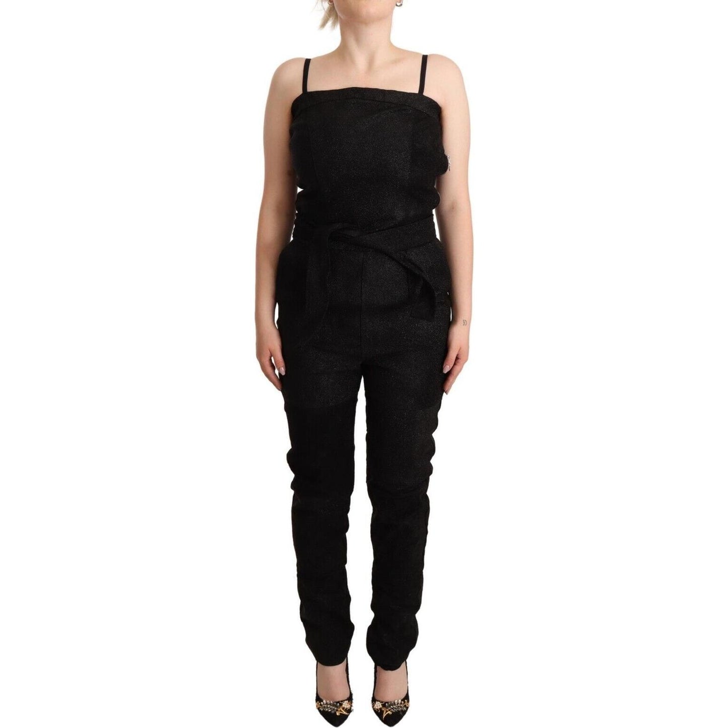 La Maison du Couturier Black Spaghetti Strap Jumpsuit Dress