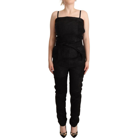 La Maison du Couturier Elegant Sleeveless Jumpsuit Dress in Black Jeans & Pants La Maison du Couturier