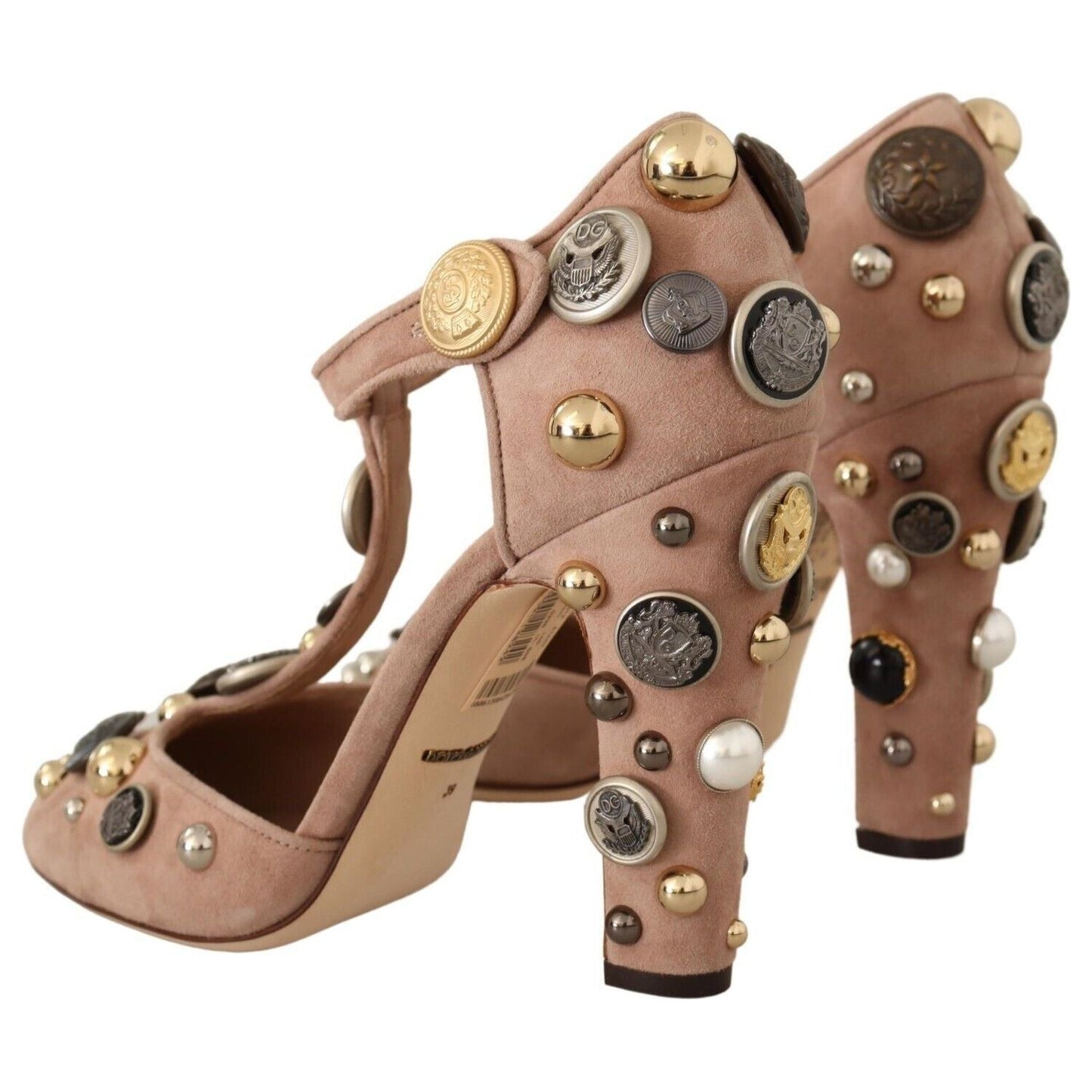 Dolce & Gabbana Glamorous Suede T-Strap Pumps with Embellishment Pumps Dolce & Gabbana