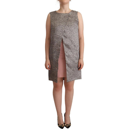 Comeforbreakfast Gray Sleeveless Shift Knee Length Dress