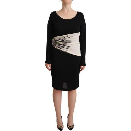 Roberto Cavalli Elegant Sheath Long Sleeve Boat Neck Dress WOMAN DRESSES Roberto Cavalli