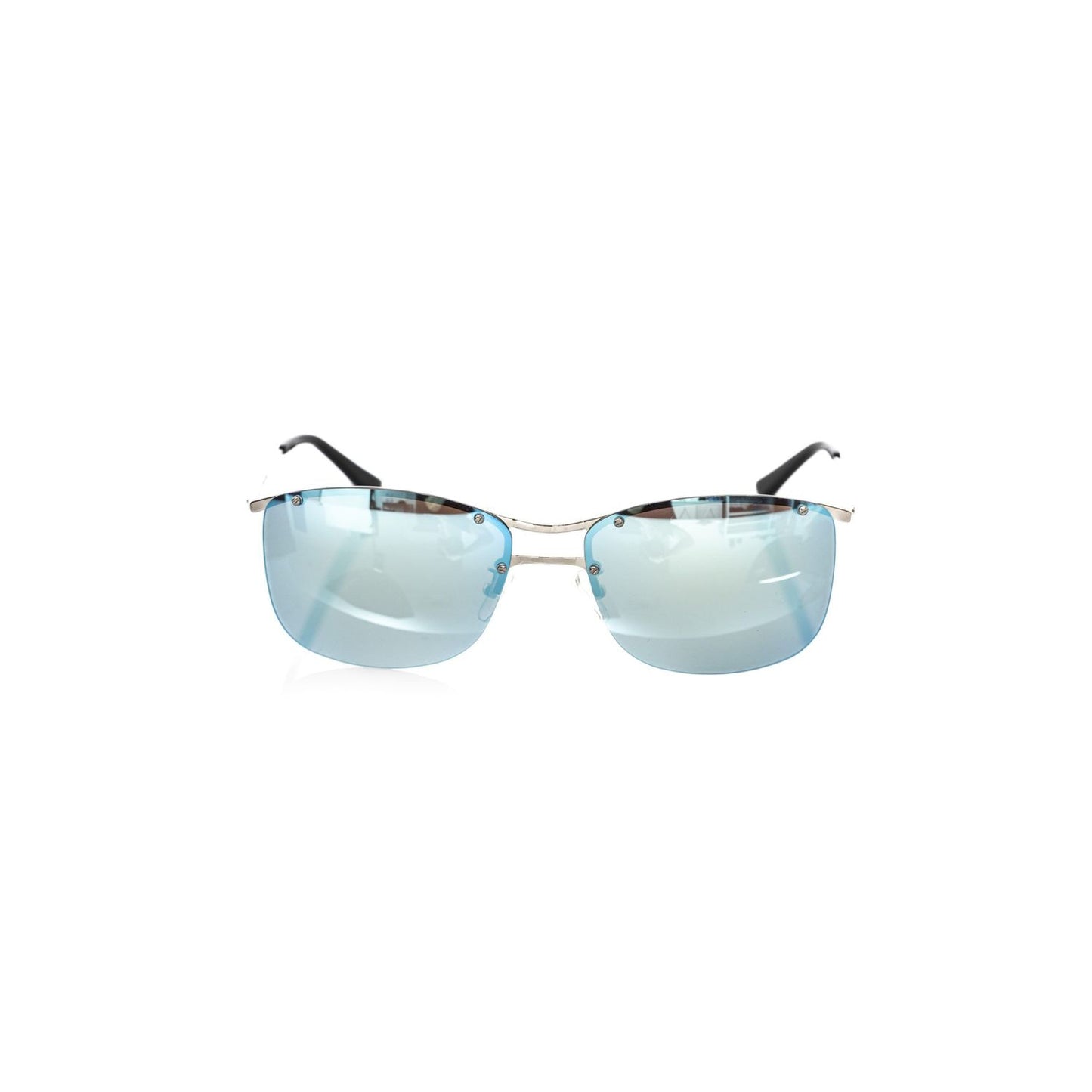Frankie Morello Silver Metallic Men Sunglasses