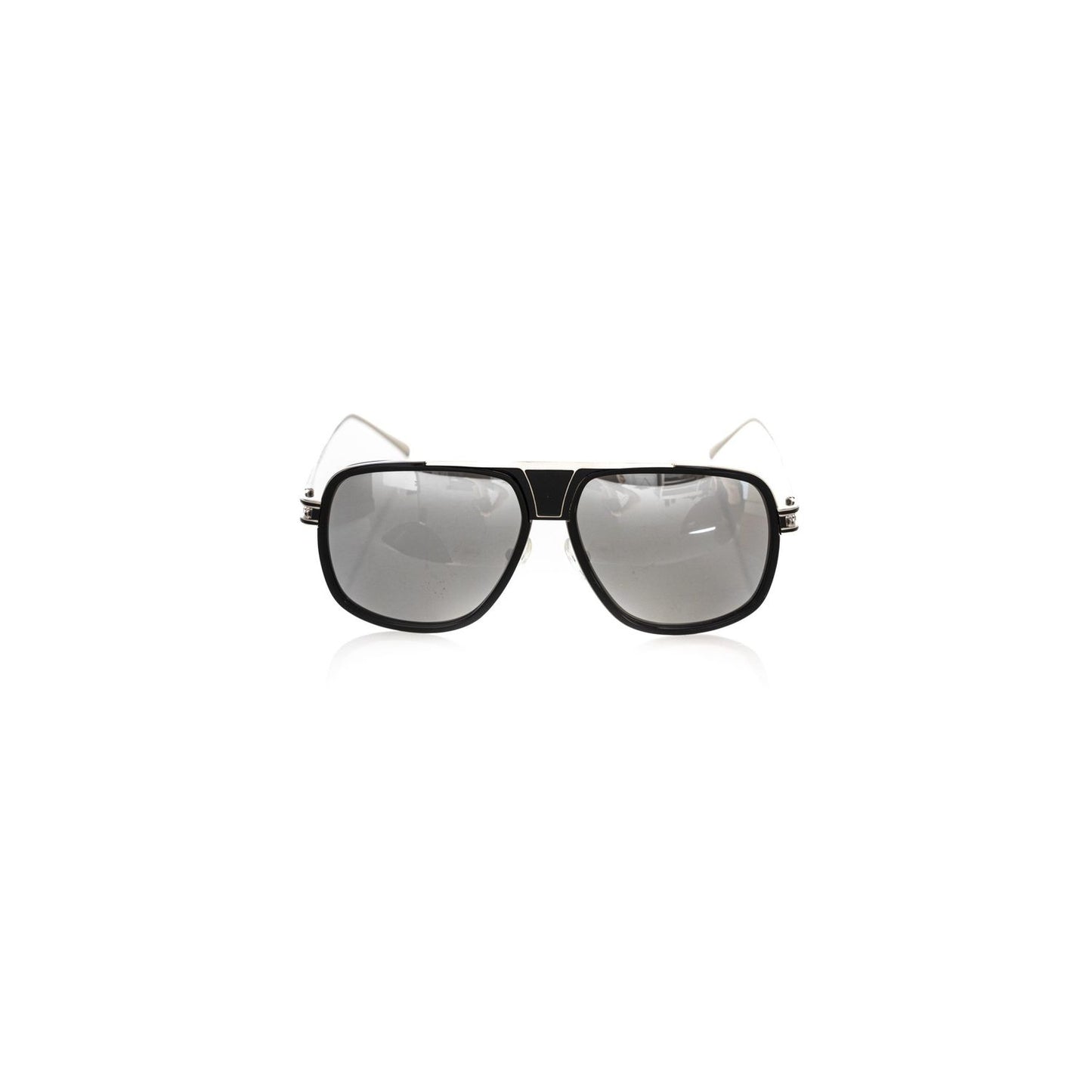 Frankie Morello Black Metallic Fiber Men Sunglass
