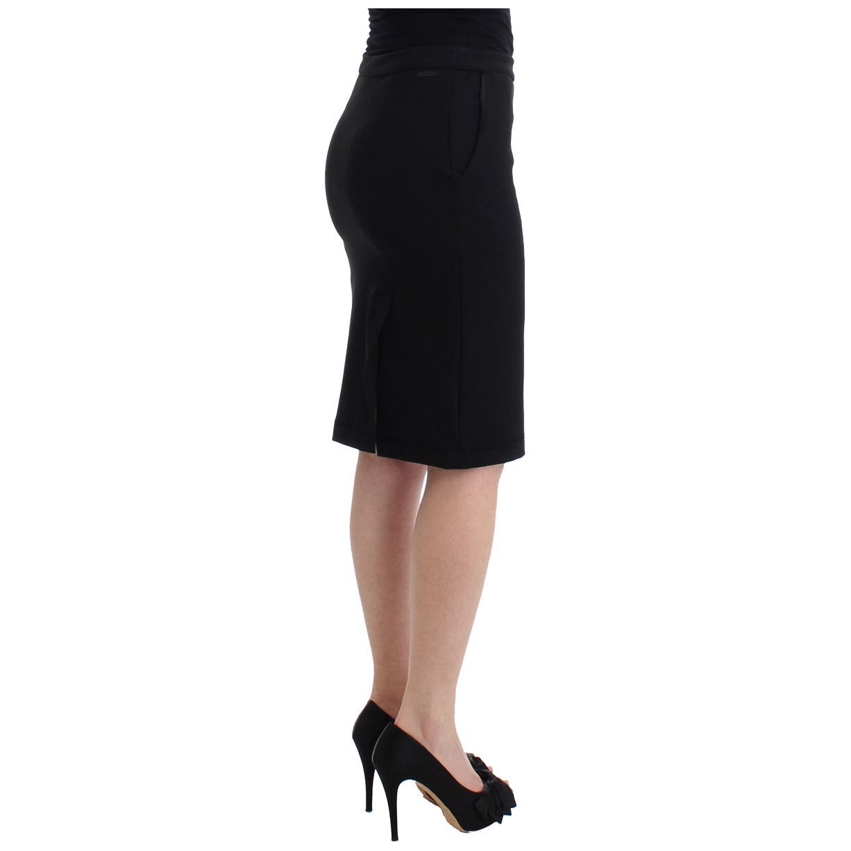 GF Ferre Chic Black Pencil Skirt Knee Length with Side Zip GF Ferre