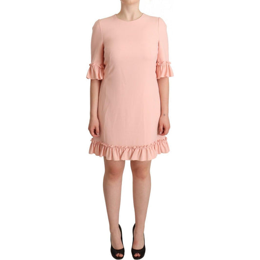 Ruffled Sleeve Sheath Dress in Pink