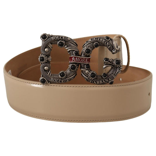 Dolce & Gabbana Vintage-Brass Logo Pearl Embellished Belt WOMAN BELTS Dolce & Gabbana