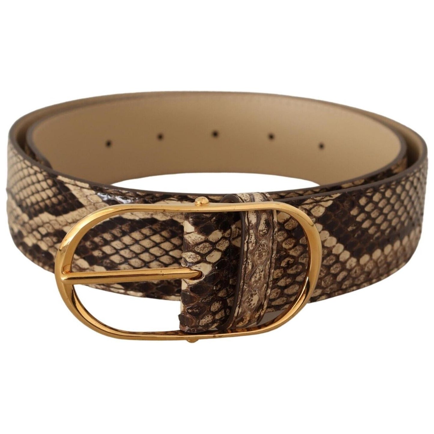 Dolce & Gabbana Elegant Phyton Leather Belt with Gold Buckle WOMAN BELTS Dolce & Gabbana