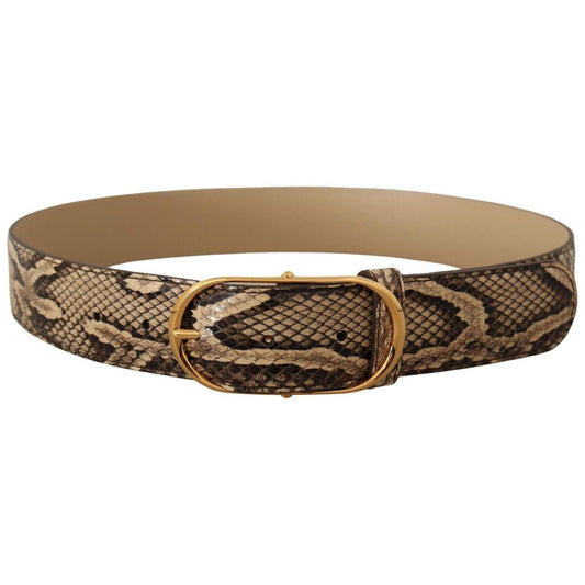 Dolce & Gabbana Elegant Phyton Leather Belt with Gold Buckle WOMAN BELTS Dolce & Gabbana