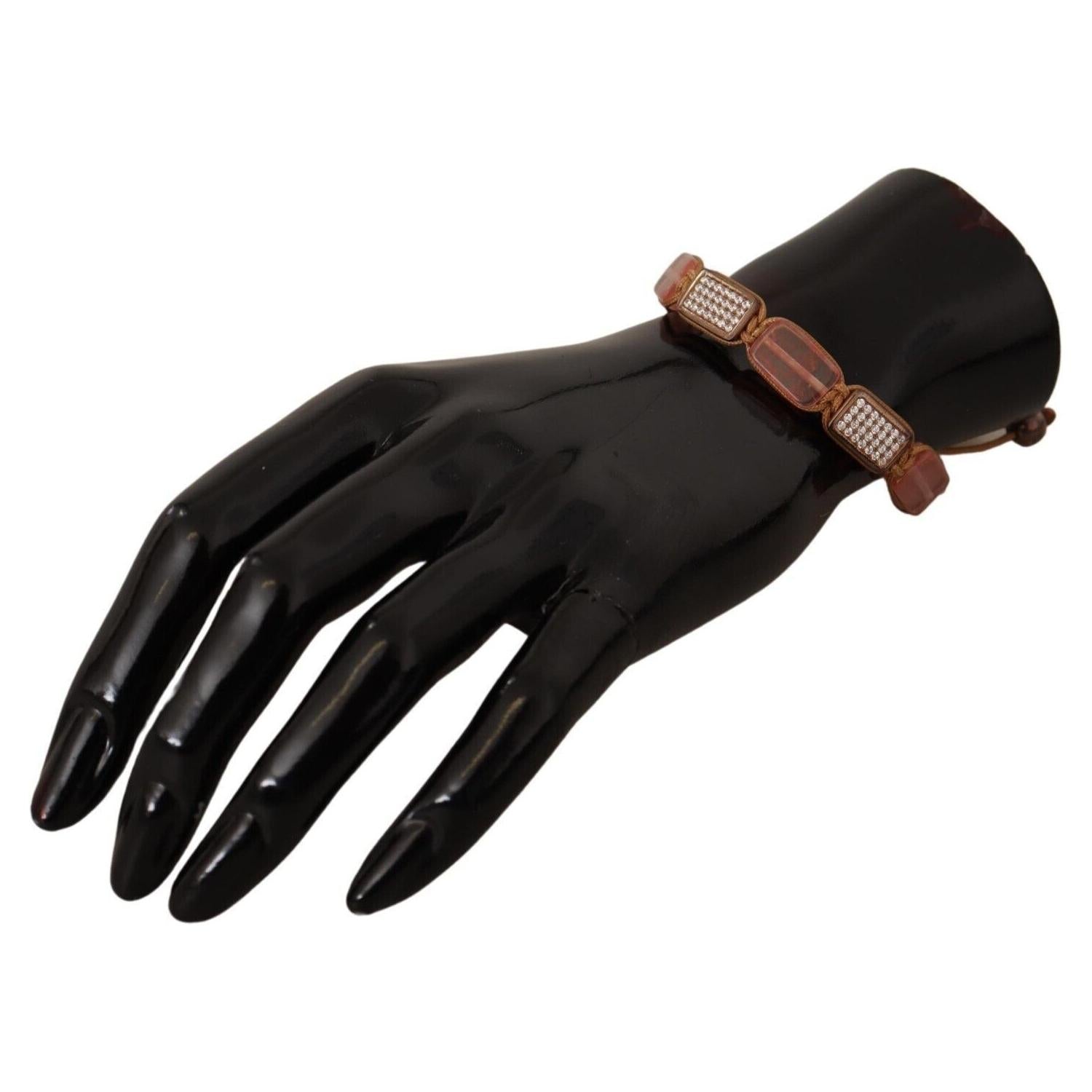 Nialaya Multicolor Crystals Logo Embellished Adjustable Bracelet