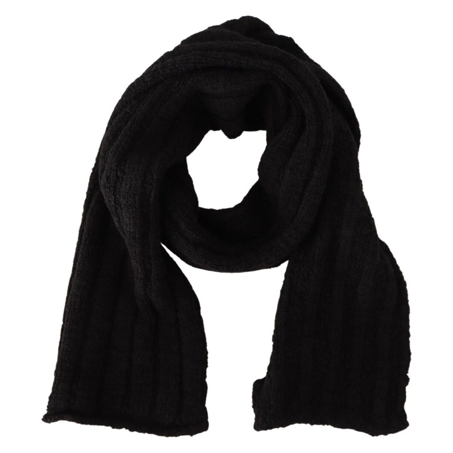 Dolce & Gabbana Elegance Unleashed Black Wool Scarf Dolce & Gabbana