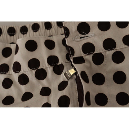 Dolce & Gabbana Black White Polka Dots Cotton Linen Shorts