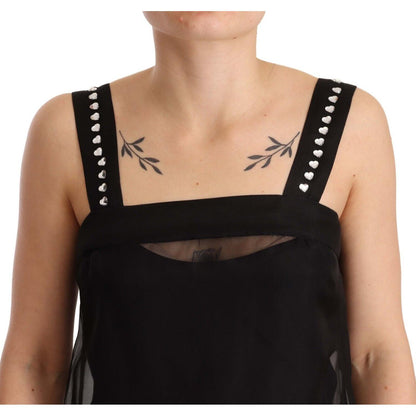 Dolce & Gabbana Black Silk Stretch Crystal Sheath Mini Dress