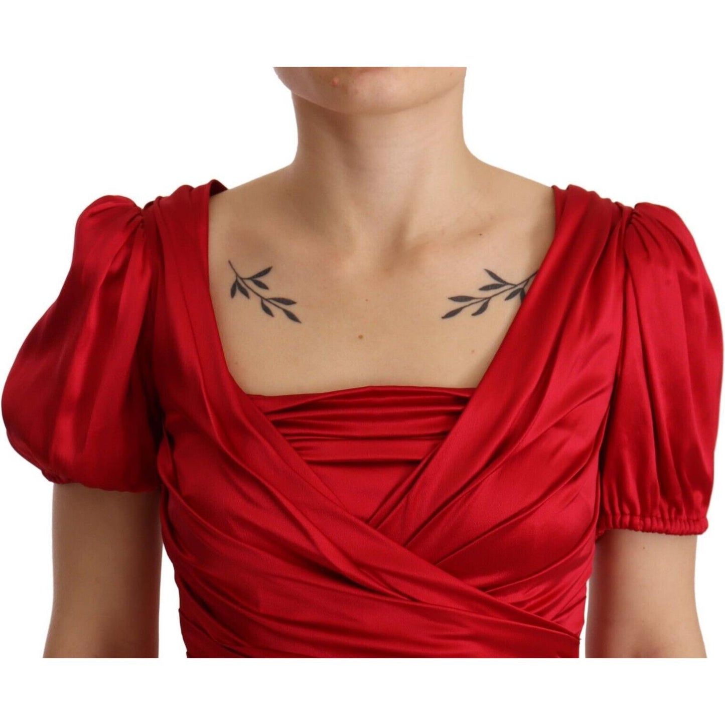 Dolce & Gabbana Elegant Red Silk Stretch Mermaid Dress Dolce & Gabbana