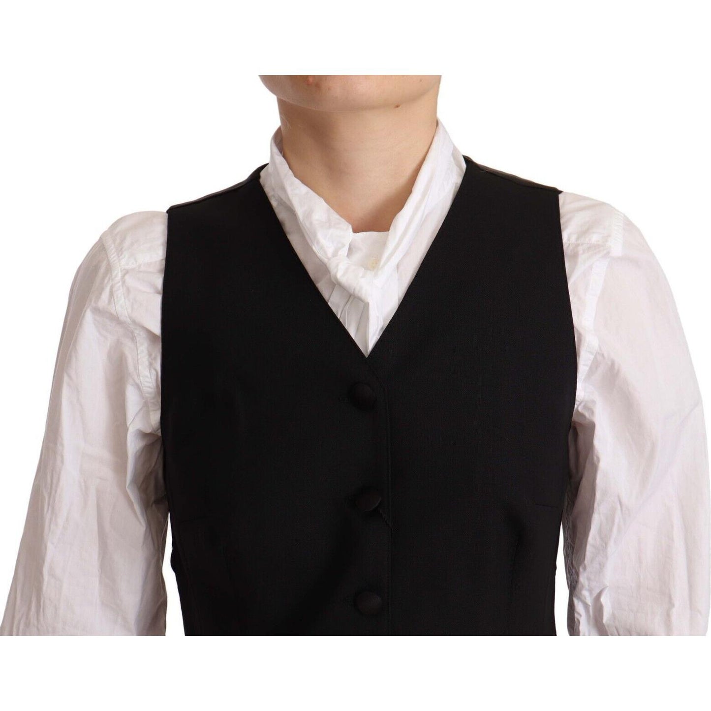 Dolce & Gabbana Elegant Black Wool Blend Waistcoat Dolce & Gabbana