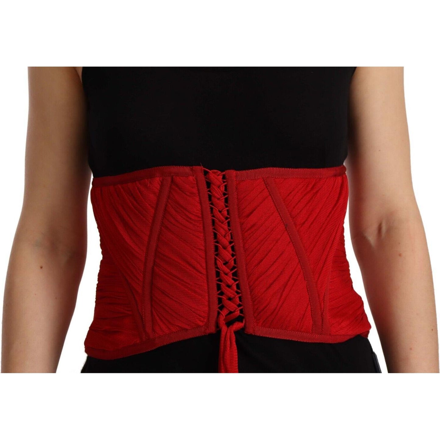 Dolce & Gabbana Elegant Red Silk Corset Belt Top Dolce & Gabbana