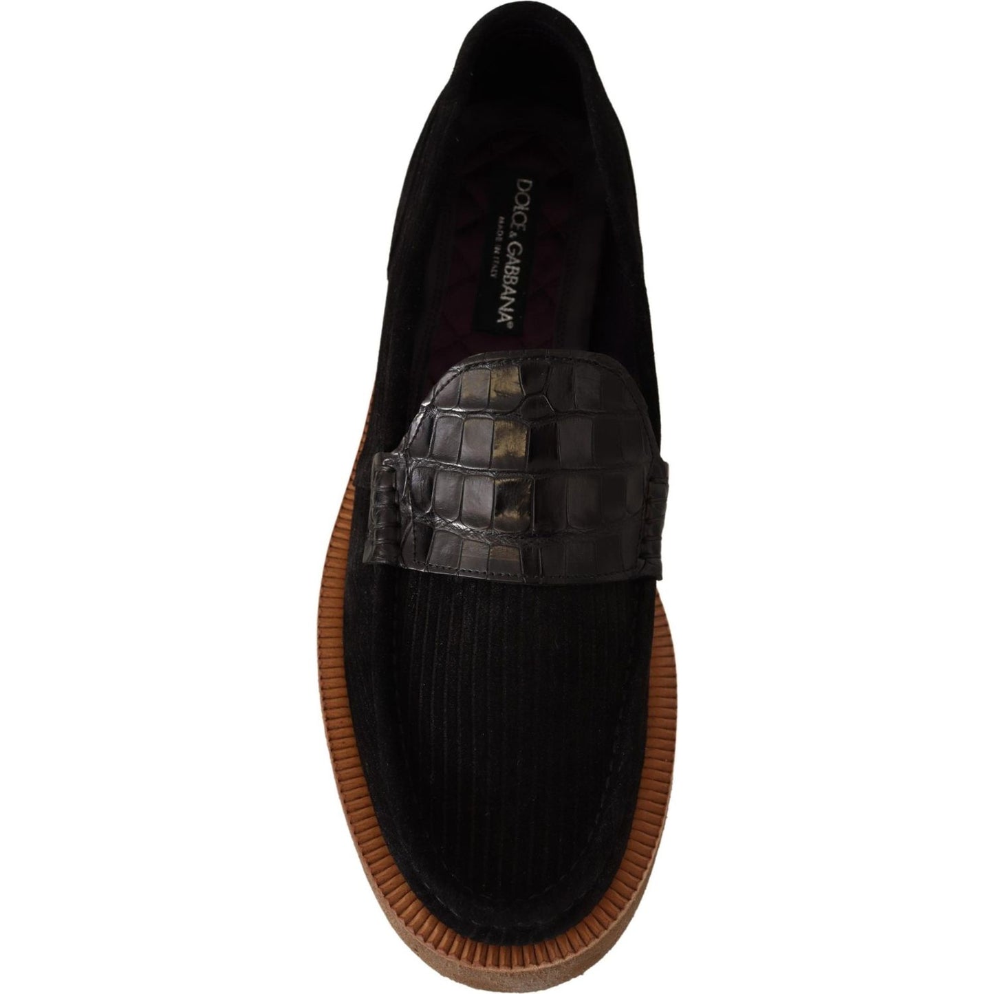 Dolce & Gabbana Elegant Black Alligator Leather Loafers Dolce & Gabbana