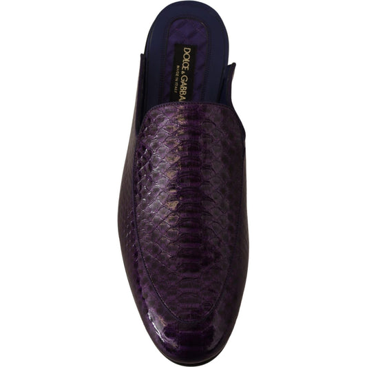 Dolce & Gabbana Purple Exotic Python Leather Slides Dolce & Gabbana