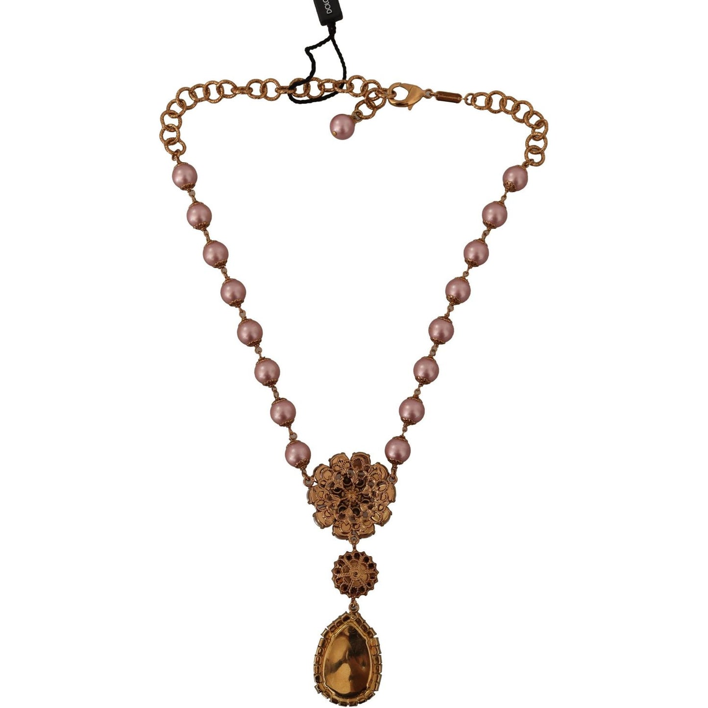 Dolce & Gabbana Elegant Gold Tone Faux Pearl Charm Necklace WOMAN NECKLACE Dolce & Gabbana