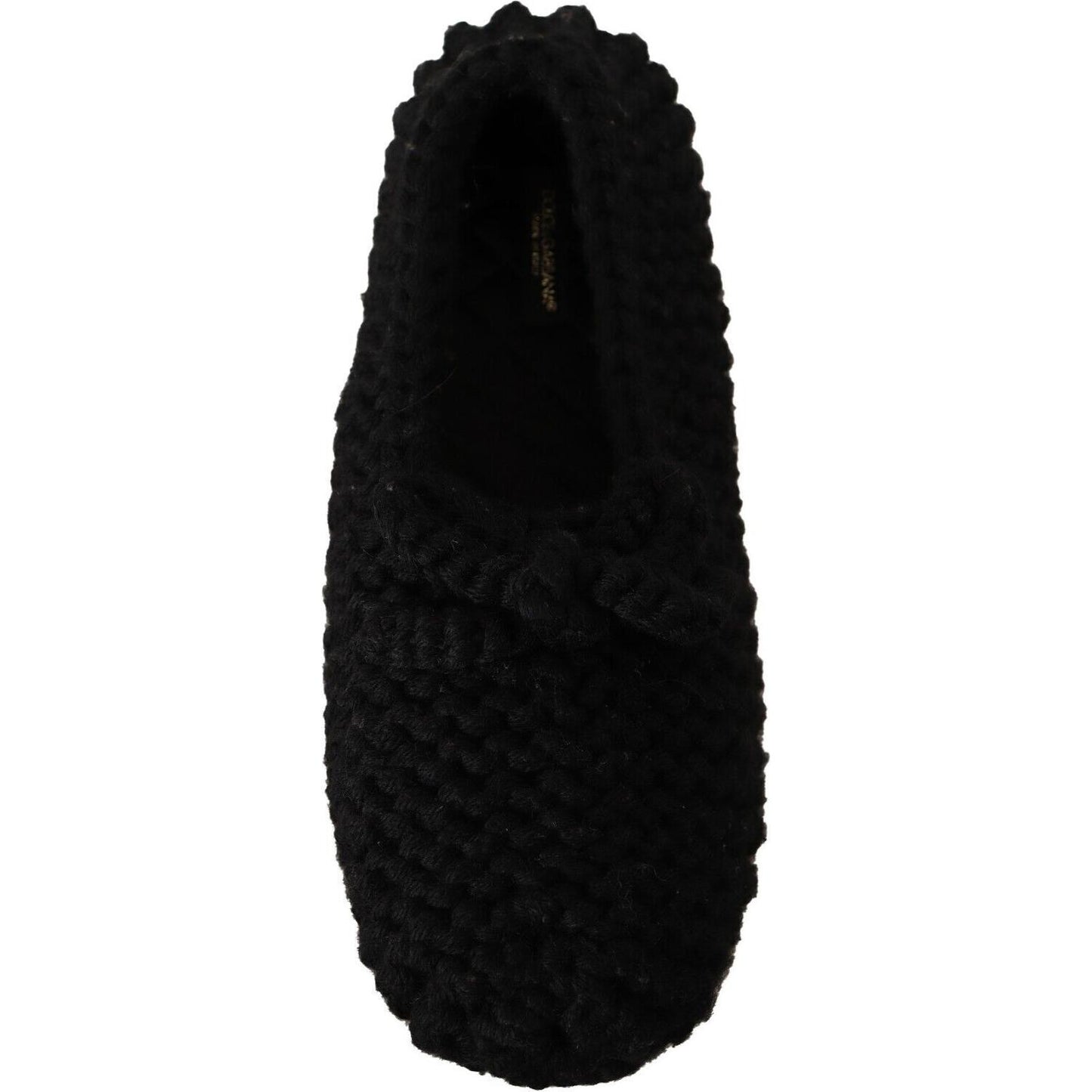 Dolce & Gabbana Elegant Black Wool Knit Ballet Flats Dolce & Gabbana