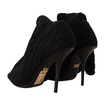 Dolce & Gabbana Black Stretch Socks Knee High Booties Shoes