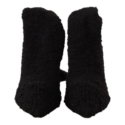 Dolce & Gabbana Black Stretch Socks Knee High Booties Shoes