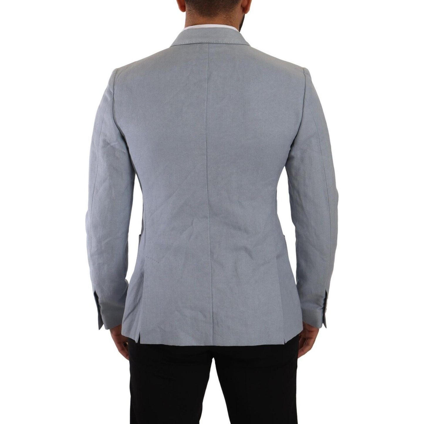 Dolce & Gabbana Elegant Slim Fit Light Blue Double Breasted Blazer Dolce & Gabbana