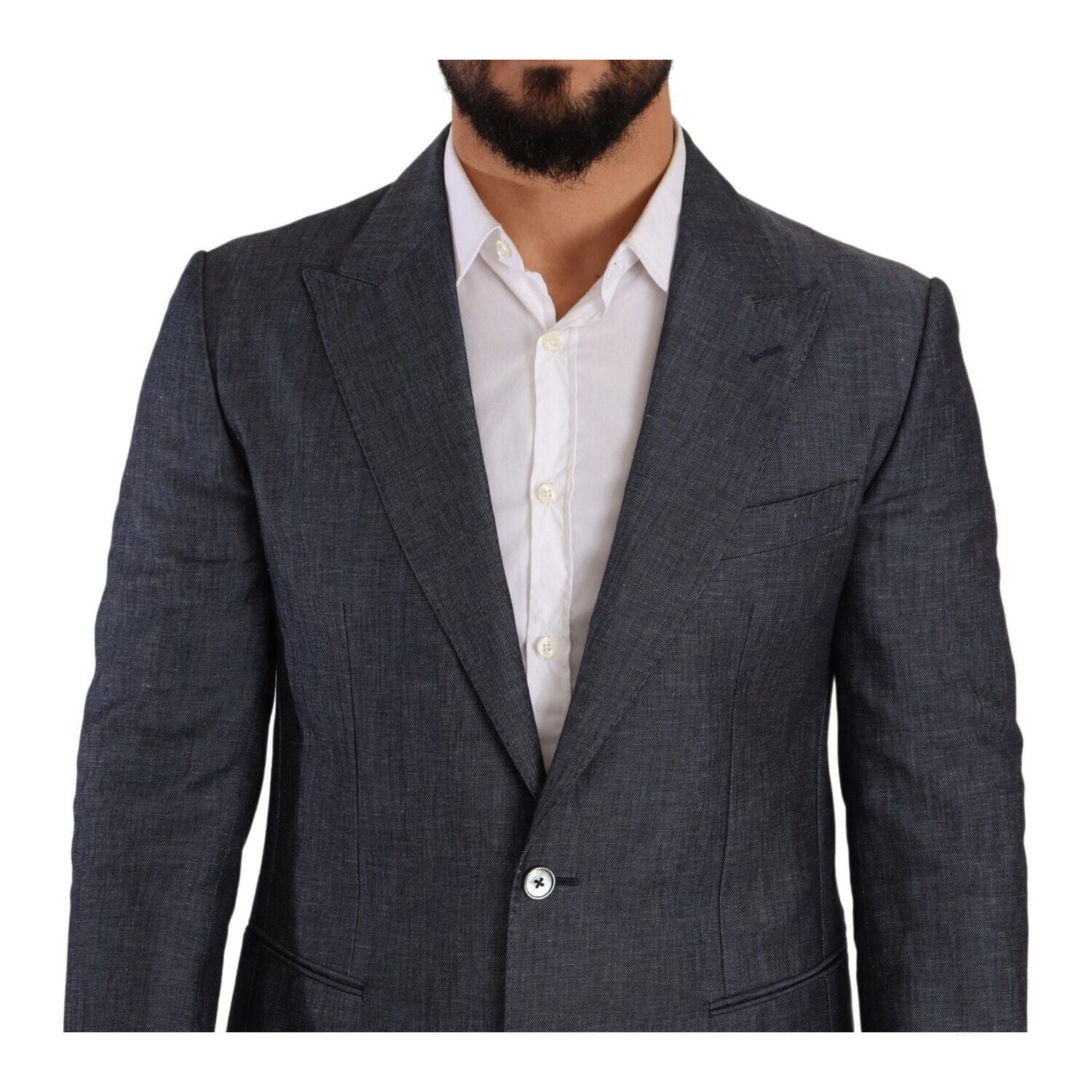 Dolce & Gabbana Blue Linen Cotton Jacket TAORMINA Blazer
