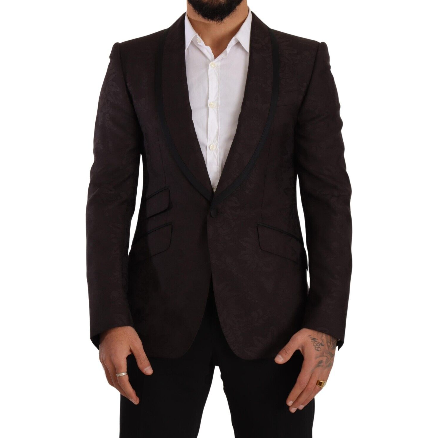 Dolce & Gabbana Purple Jacquard Single Breasted SICILIA Blazer