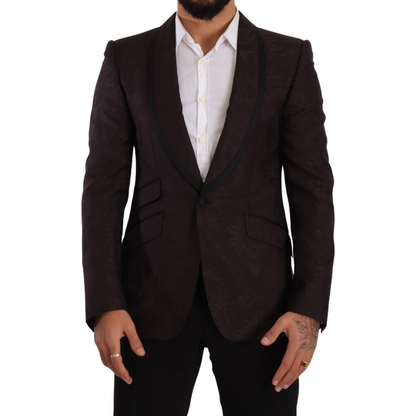 Dolce & Gabbana Purple Jacquard Single Breasted SICILIA Blazer