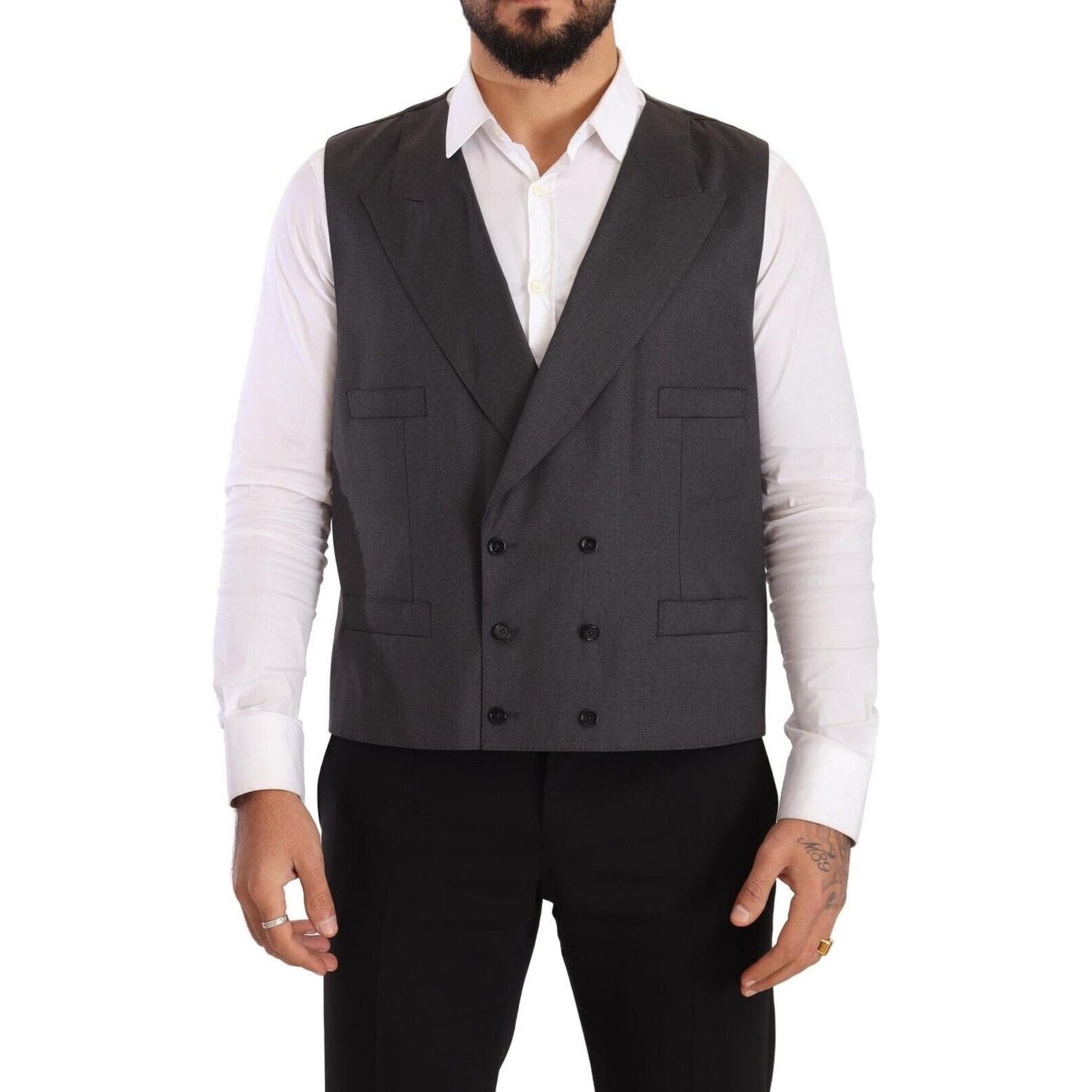 Dolce & Gabbana Gray Double Breasted 2 Piece SICILIA Blazer