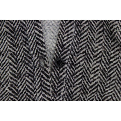 Dolce & Gabbana Black White Wool Top Cardigan Sweater