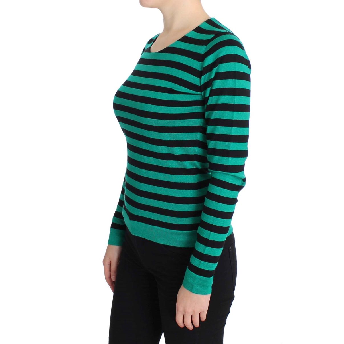 Dolce & Gabbana Green Black Silk Cashmere Sweater