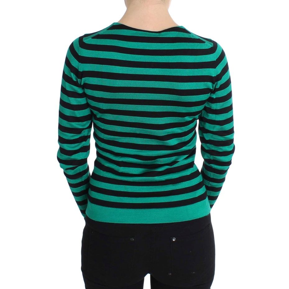 Dolce & Gabbana Green Black Silk Cashmere Sweater