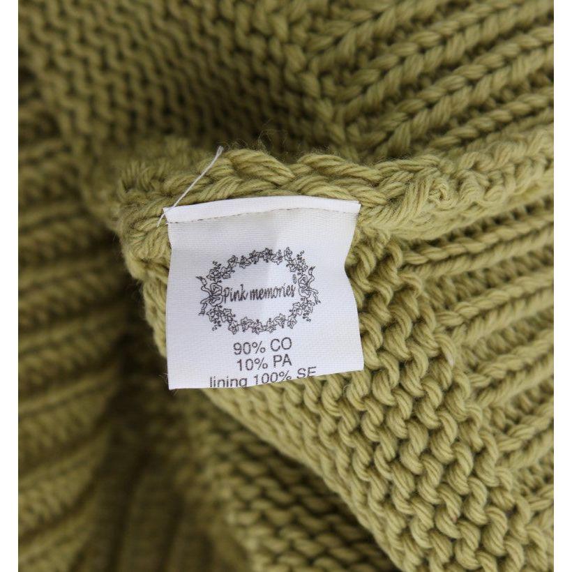 PINK MEMORIES Green Cotton Blend Knitted Sleeveless Sweater