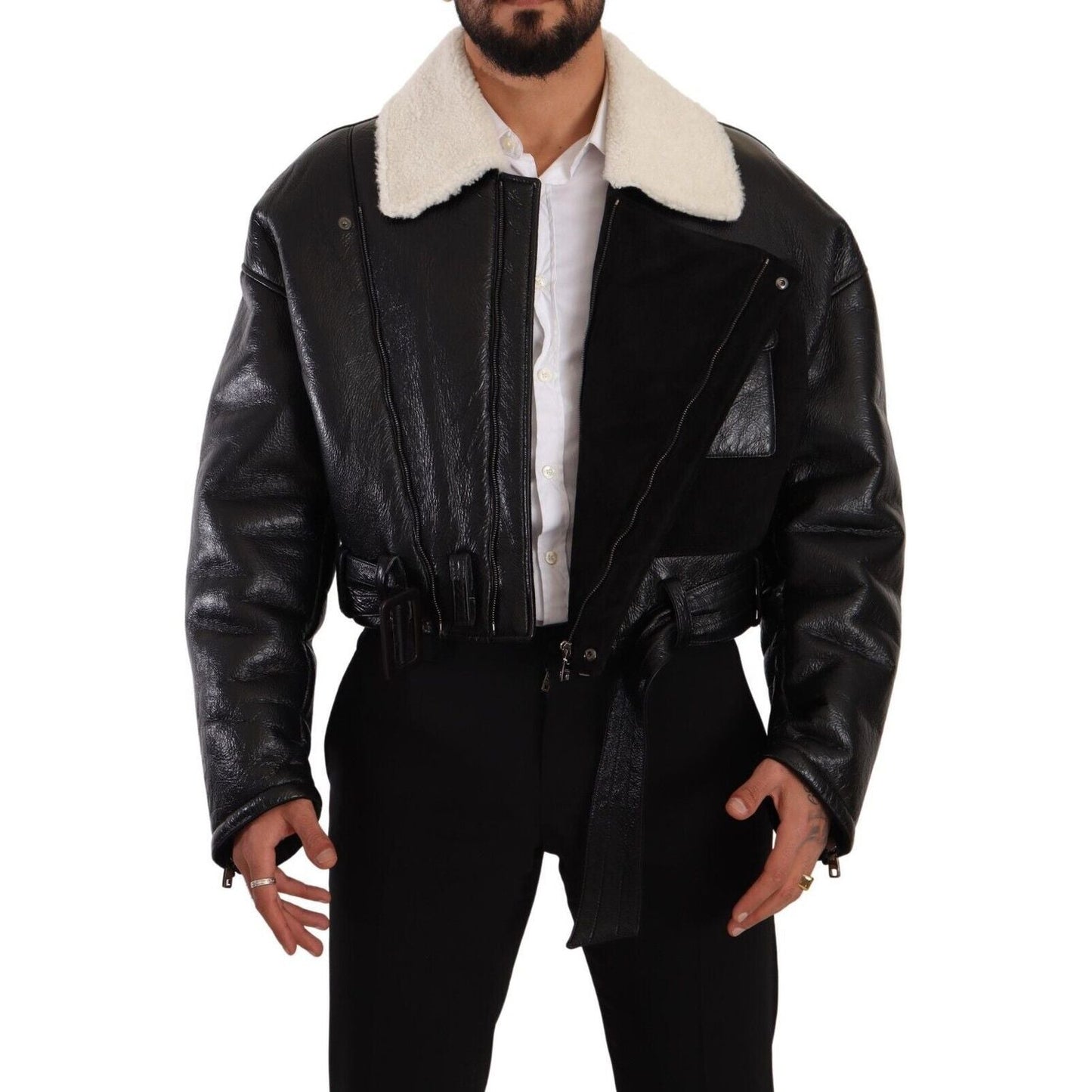 Dolce & Gabbana Elegant Shearling Biker Jacket Dolce & Gabbana