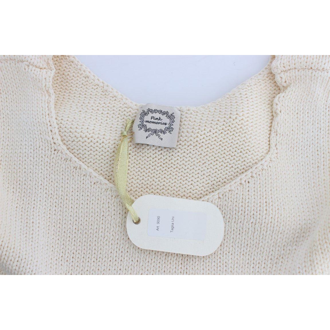 PINK MEMORIES Beige Cotton Blend Knitted Sleeveless Sweater