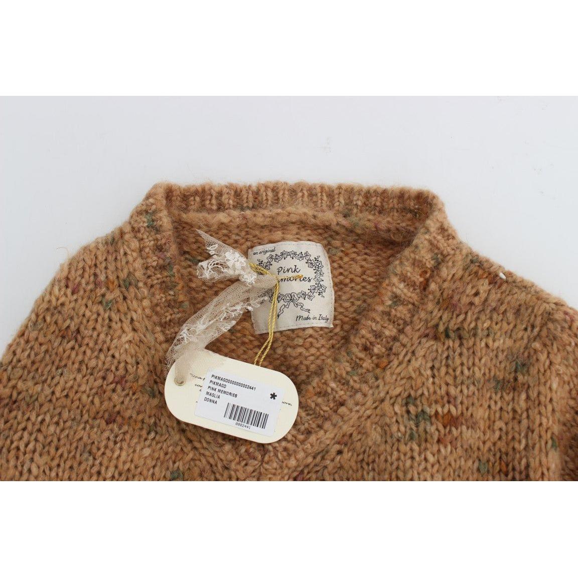 PINK MEMORIES Brown Wool Blend Knitted Oversize Sweater
