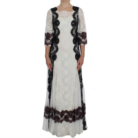 Dolce & Gabbana Floral Lace Silk Blend Maxi Dress Dolce & Gabbana