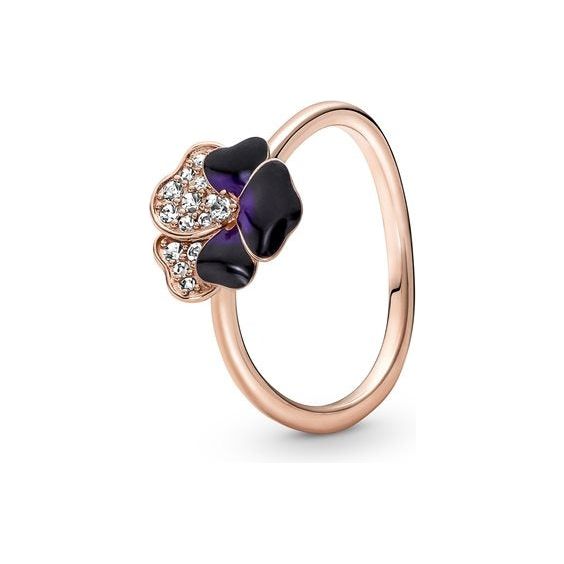 PANDORA JEWELS Mod. DEEP PURPLE PANSY FLOWER - RING - Size 52 DESIGNER FASHION JEWELLERY PANDORA