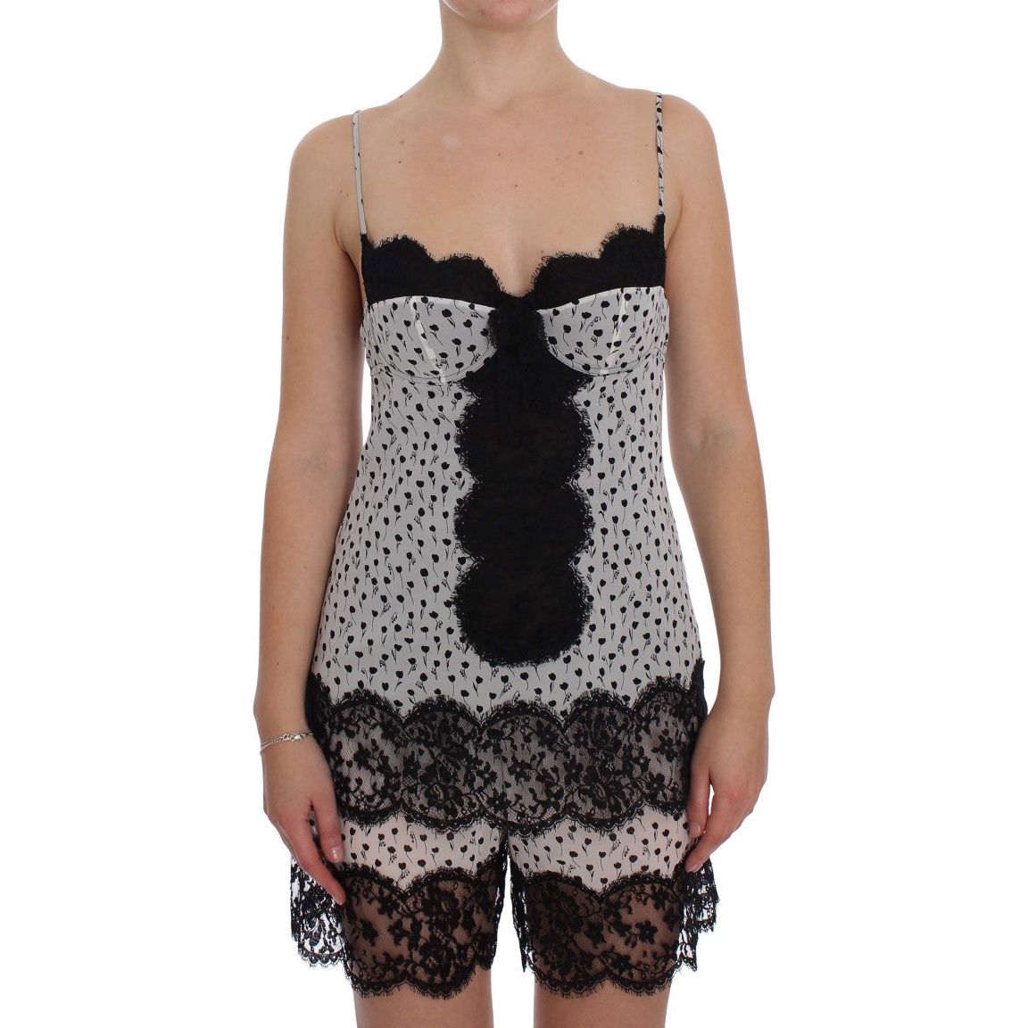 Dolce & Gabbana Elegant Floral Lace Silk Chemise Dolce & Gabbana