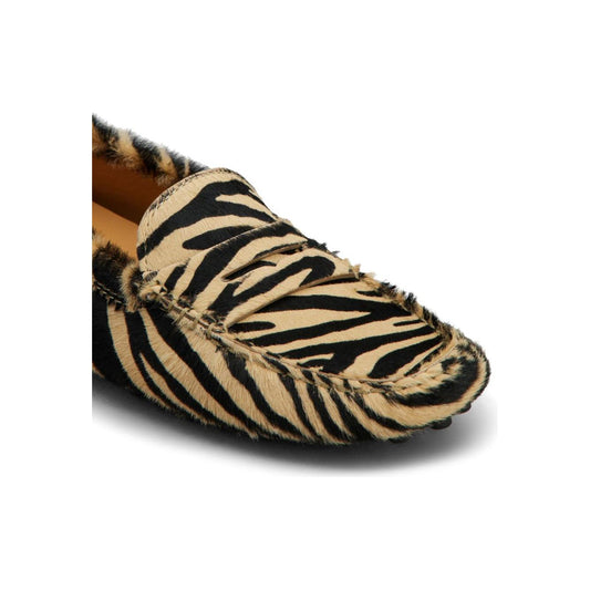 Tod's black/beige calf hair all-over leopard print slip-on Flat shoes Moccasins Tod'S