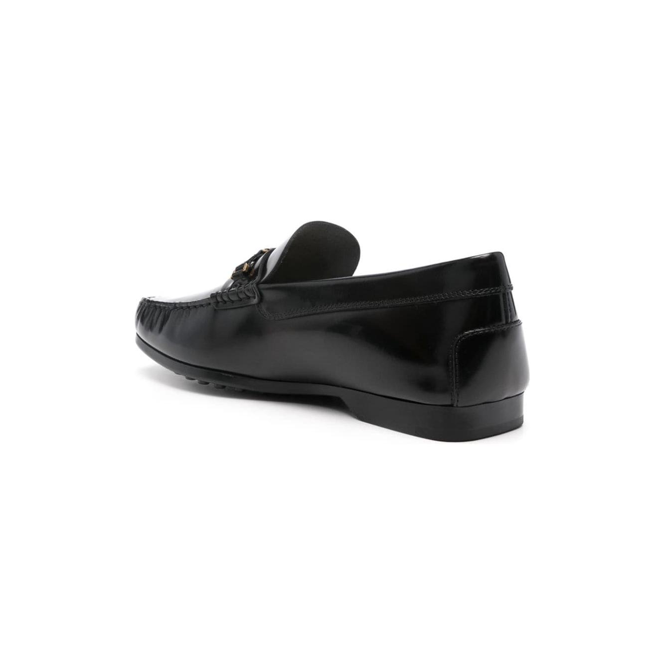 Tod's black calf leather polished effect square toe Flat shoes Moccasins Tod'S