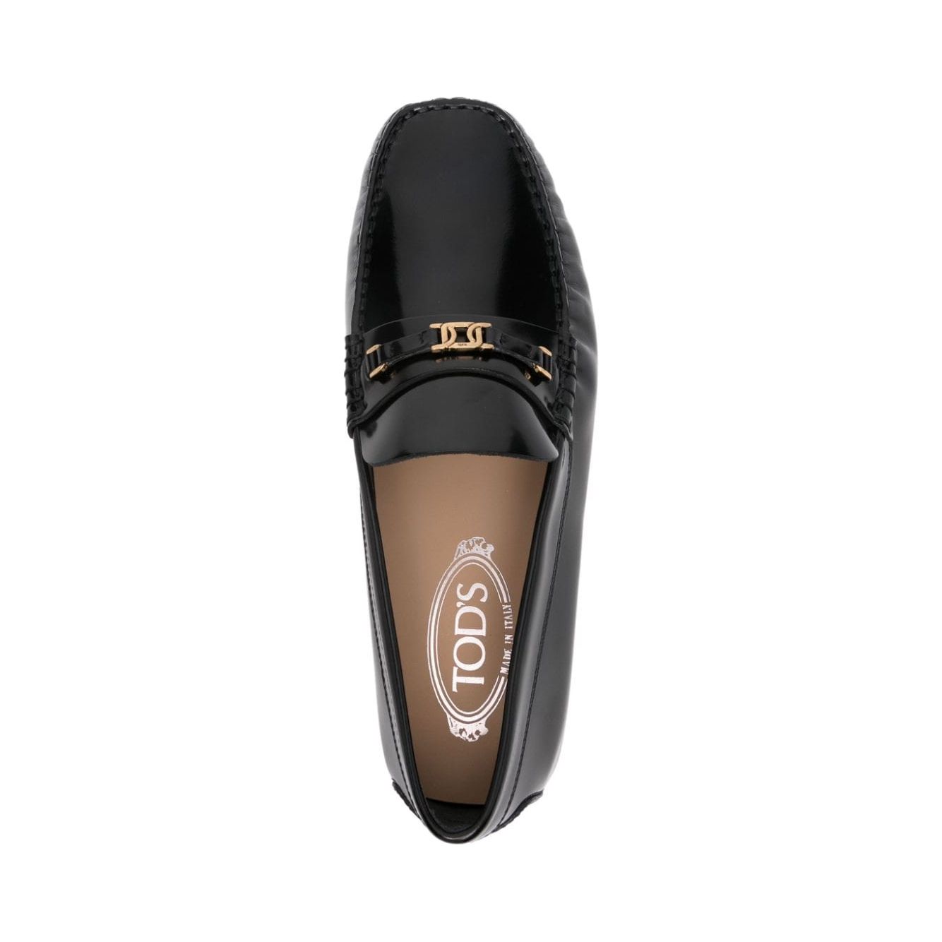 Tod's black calf leather polished effect square toe Flat shoes Moccasins Tod'S