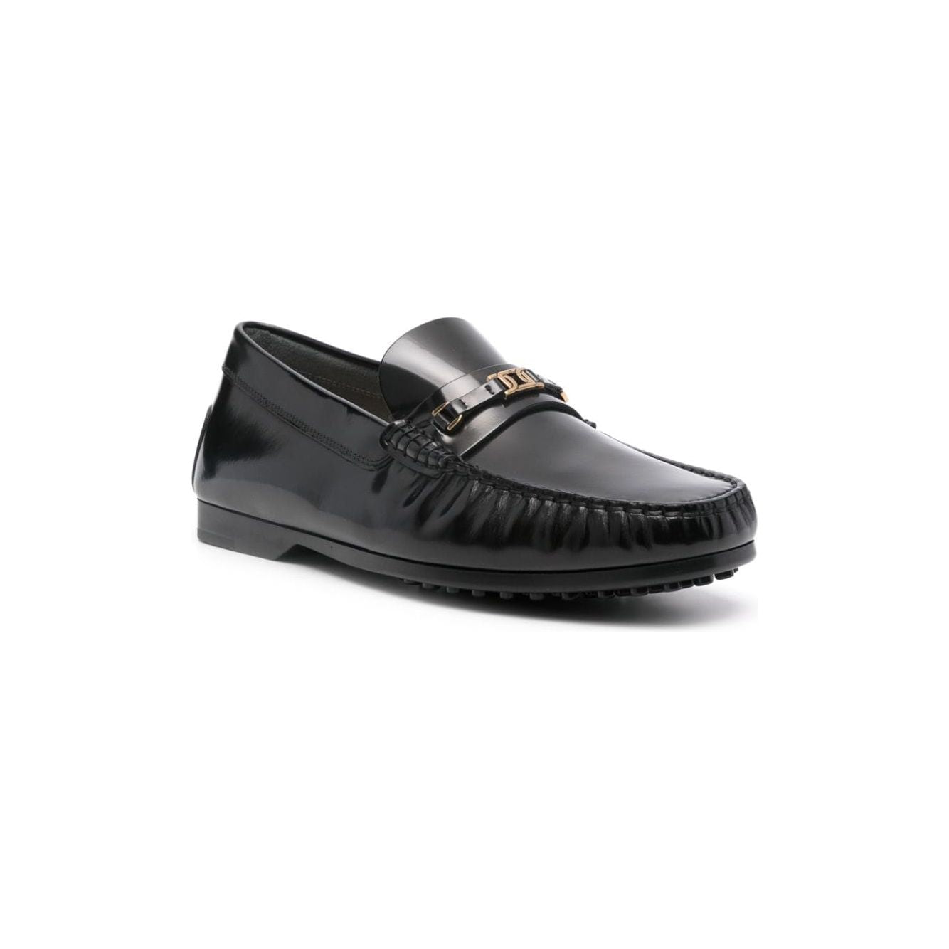 Tod's black calf leather polished effect square toe Flat shoes Moccasins Tod'S