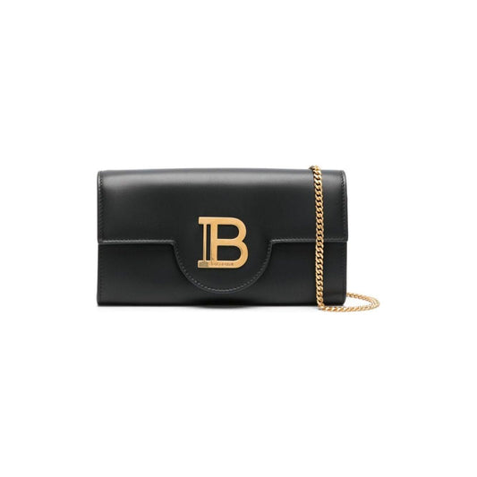 Balmain jet black lambskin smooth grain Clutch Bag Clutches Balmain