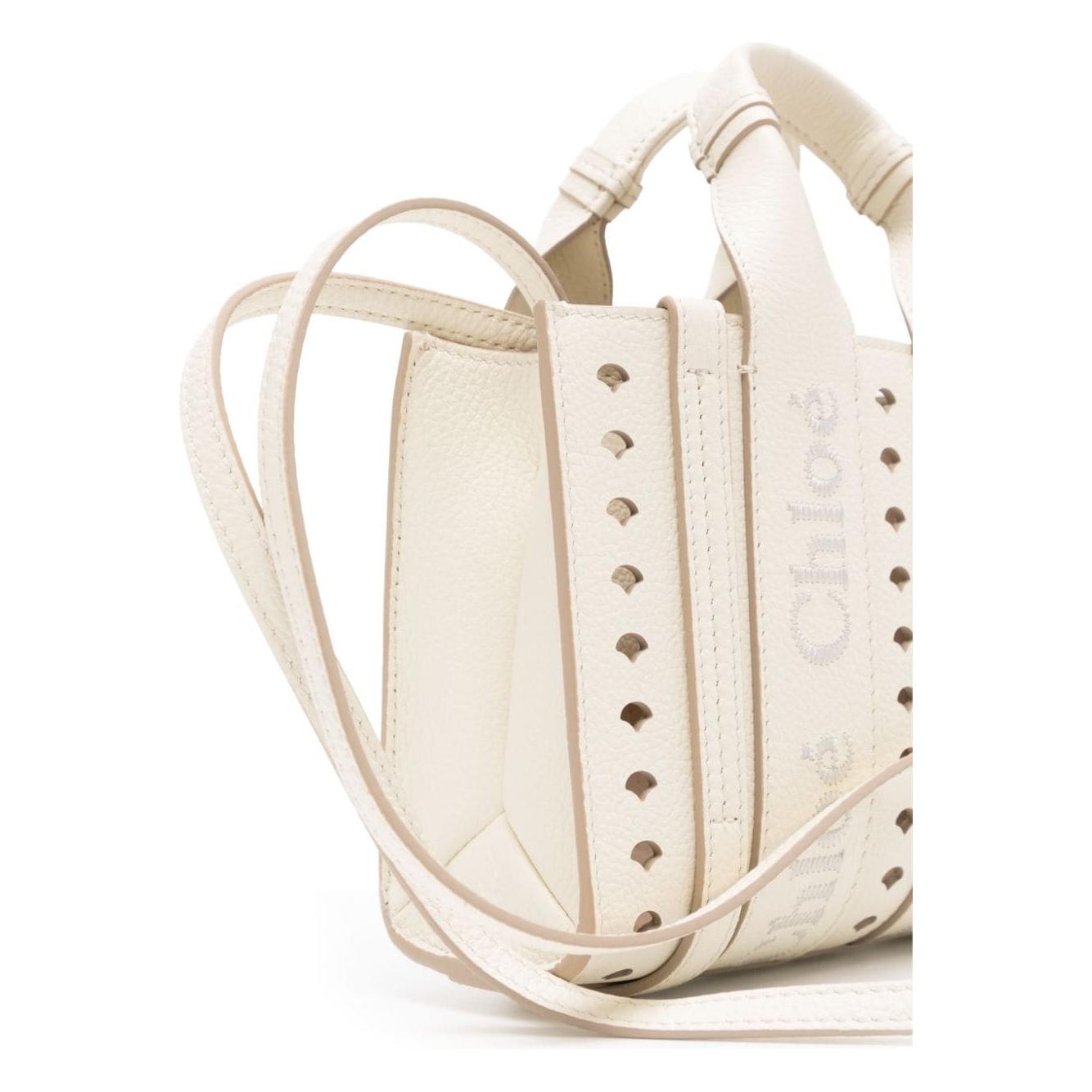 Chloè Ivory Leather Perforated Tote Bag Shopper Chloè