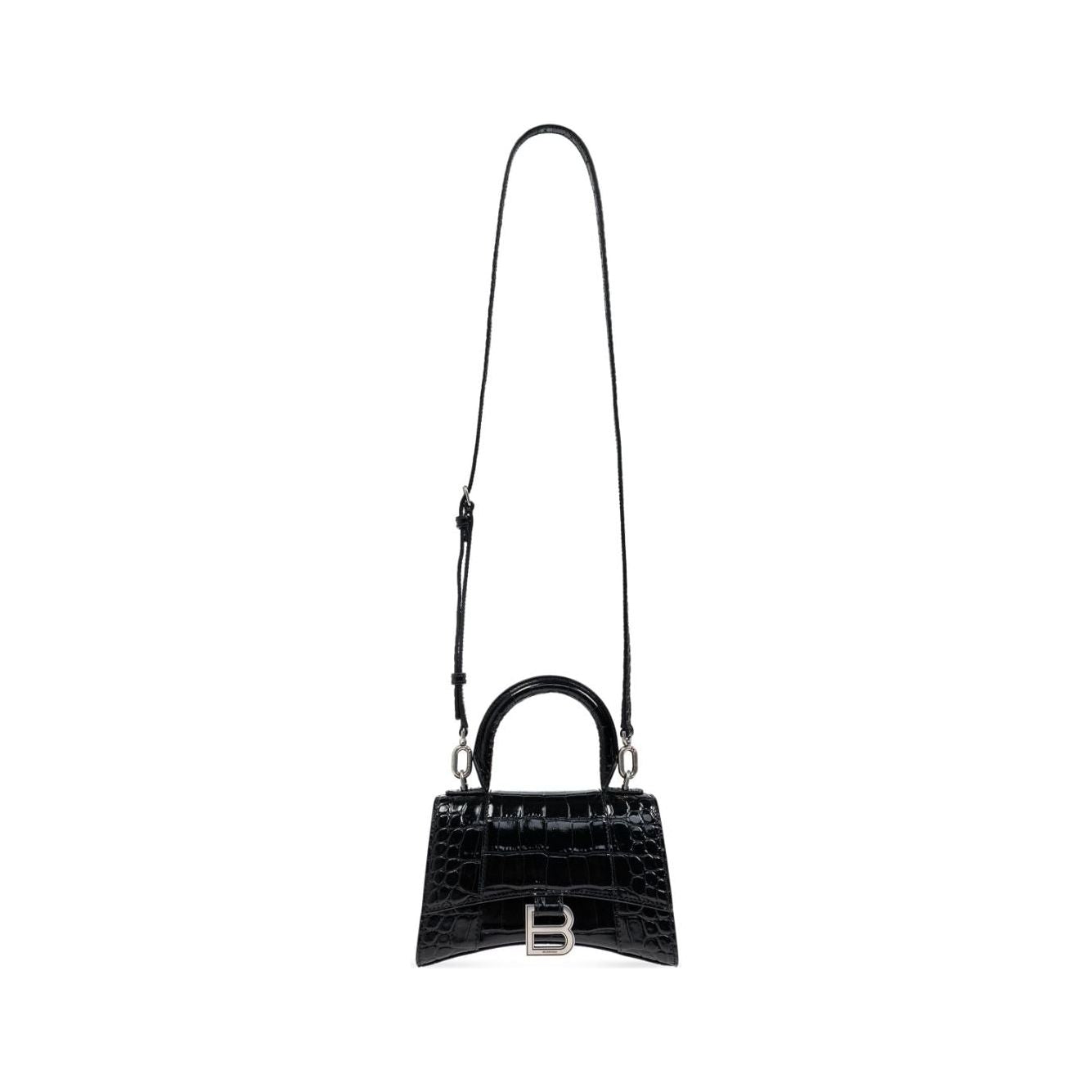 Balenciaga black calf leather patent crocodile effect Bag Handbag Balenciaga