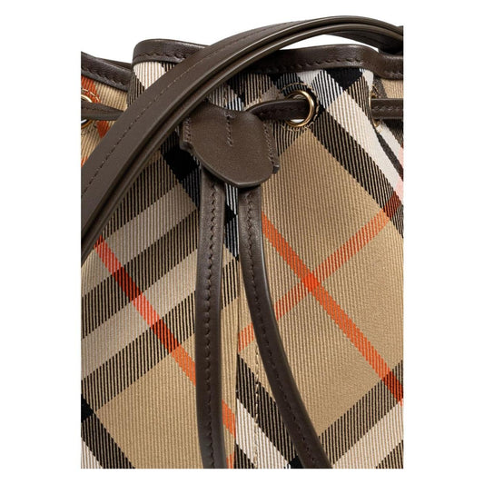 Burberry beige cotton check pattern Bucket Bag Shoulder Burberry