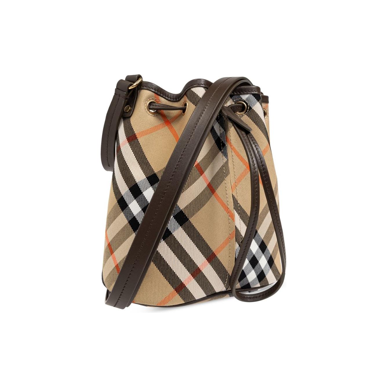 Burberry beige cotton check pattern Bucket Bag Shoulder Burberry